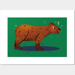 Capybara Painting Hand Drawn Posters and Art